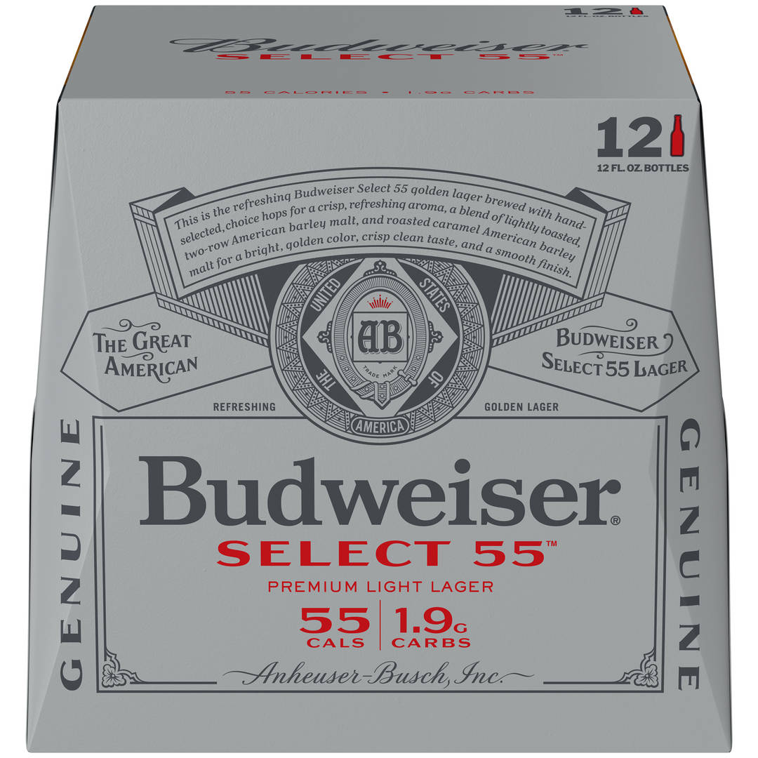 Budweiser Select 55 Premium Light Lager, 12 Pack 12 fl. oz. Bottles, 2.4% ABV