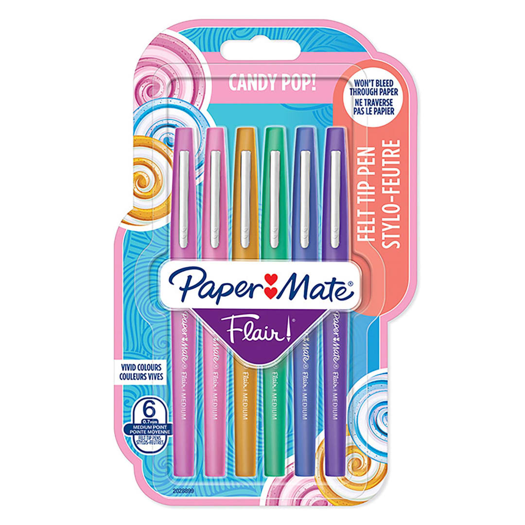 Paper Mate® Flair Felt Tip Pens | Medium Tip (0.7 mm) | Candy POP Colours | 6 Count