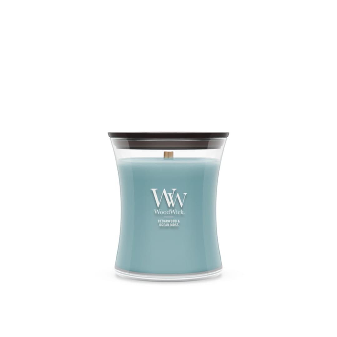 Woodwick Cedarwood & Ocean Moss Medium Hourglass Candle