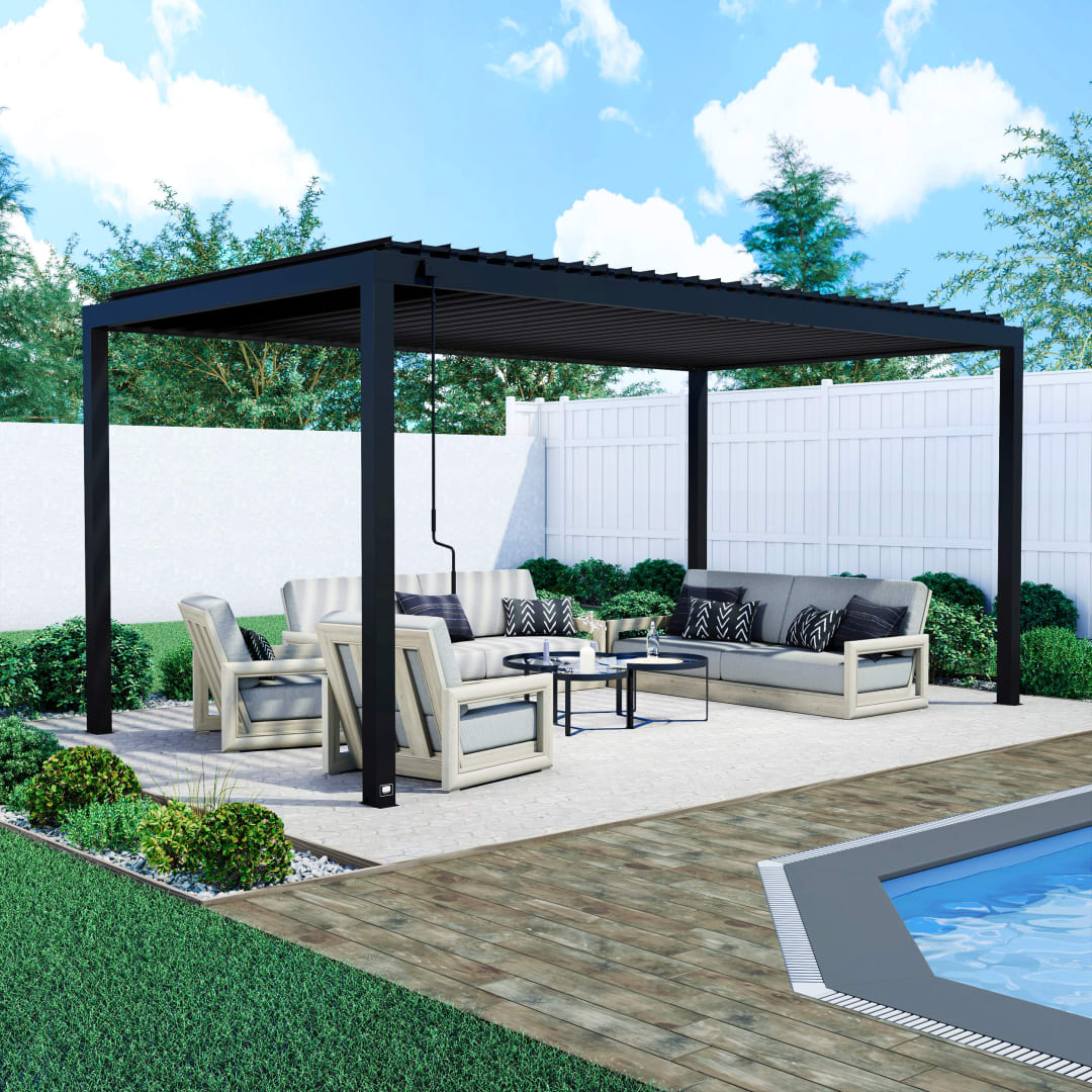 Sarasota Steel Louvered Pergola-18x10