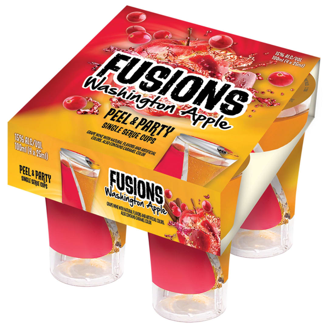Fusion Peel & Server Single Cups Washington Apple Grape Wine 4 Pack 100ml (4X25ml) 30 Proof