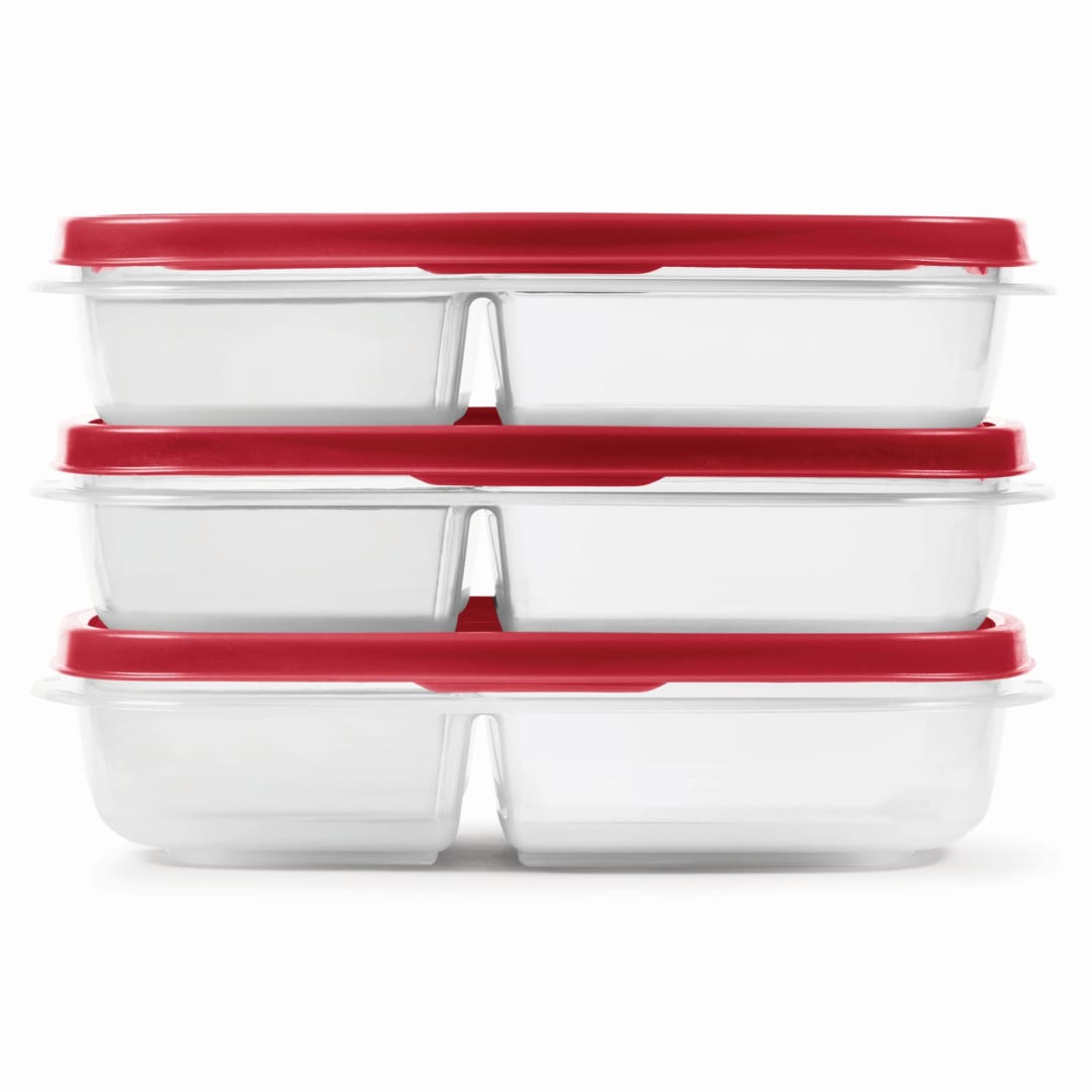 Rubbermaid® EasyFindLids™ Meal Prep Containers, 3 Compartments, 5.1 Cup, 3-Pack