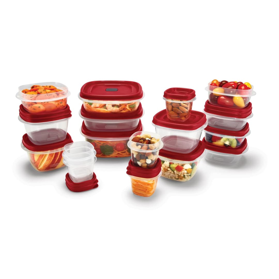 Rubbermaid® Vented Easy Find Lid Food Storage Container, 34 Piece Set, Racer Red