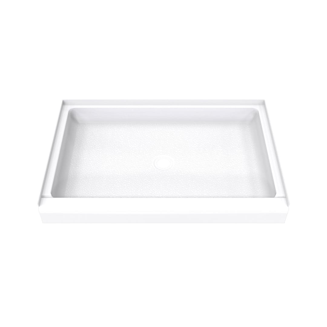DreamLine DreamStone 32 inch D x 48 inch W x 5 1/2 inch H Center Drain Single Threshold Shower Base in White