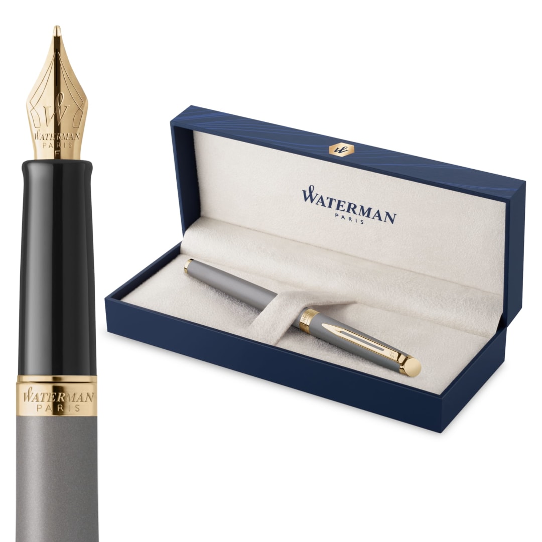 Waterman Hémisphère Fountain Pen | Stone Grey (The Understated Edit Collection) | Fine Nib with Blue Ink | Gift Box