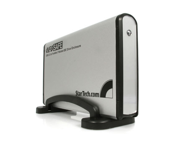 3.5in Silver FireWire 400 USB 2.0 to IDE External Hard Drive Enclosure