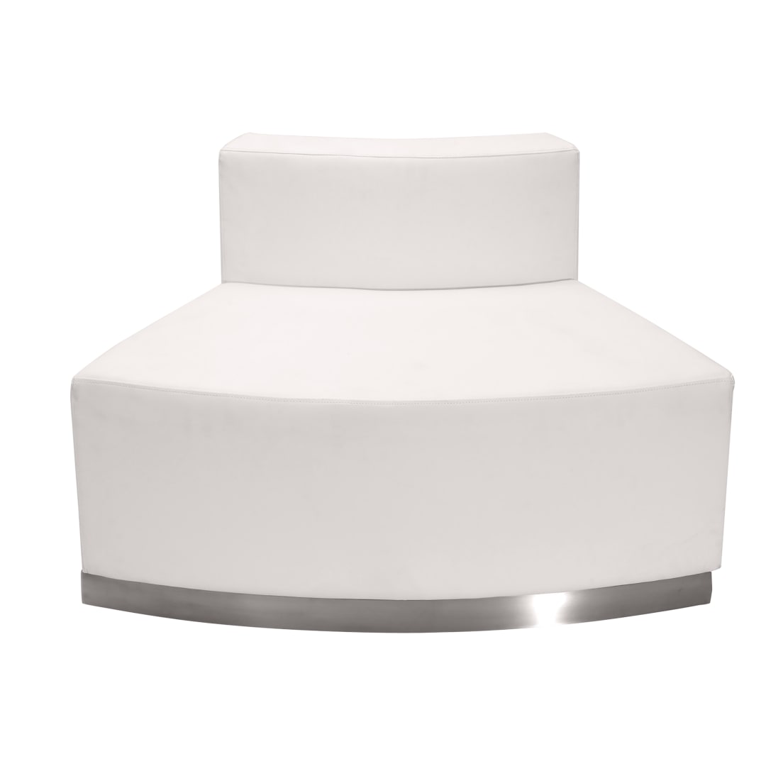 HERCULES Alon Series Melrose White LeatherSoft Convex Chair with Brushed Stainless Steel Base