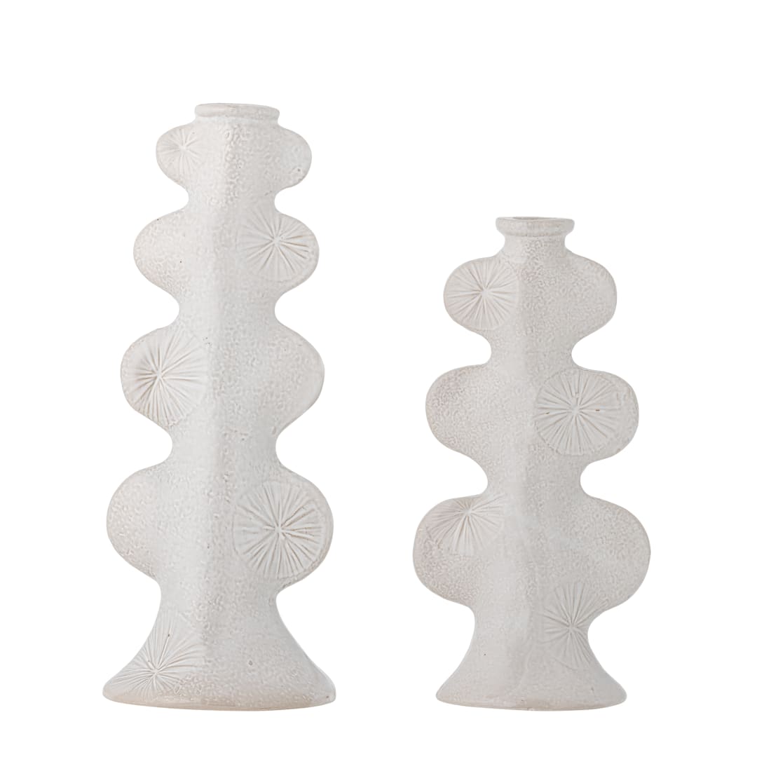 82072653 - Cason Candle Holder, White, Stoneware STOCK: 231