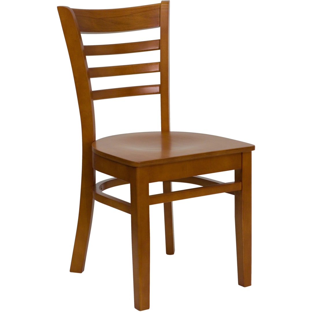 4 Pack HERCULES Series Ladder Back Cherry Wood Restaurant Chair