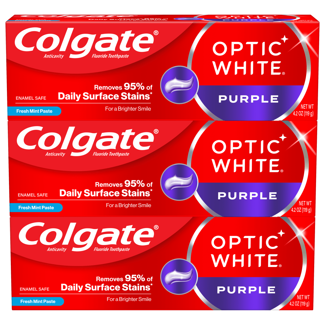 Colgate Optic White Purple Toothpaste for Teeth Whitening Pack