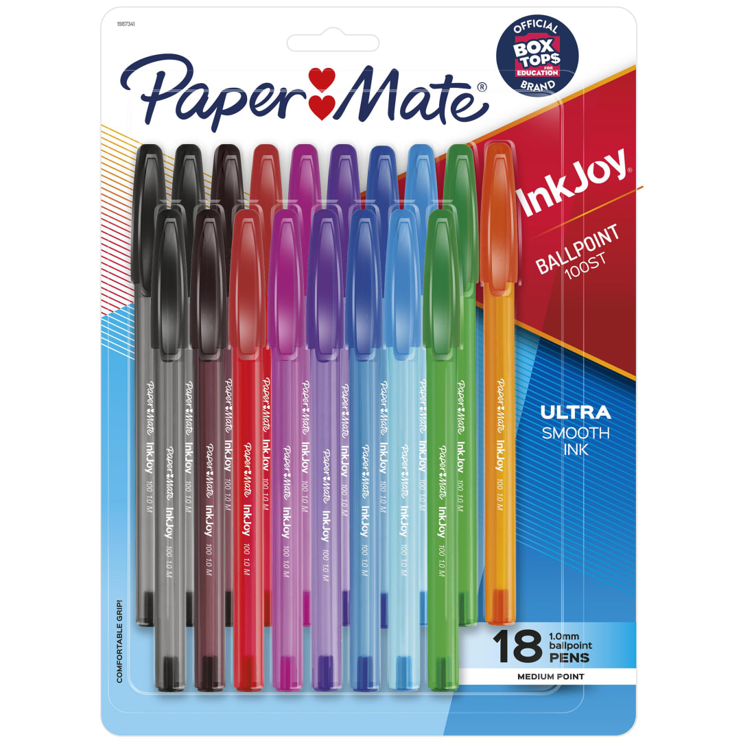 Paper Mate® InkJoy® 100ST Ballpoint Pens, Medium Point (1.0mm), Assorted, 18 Count