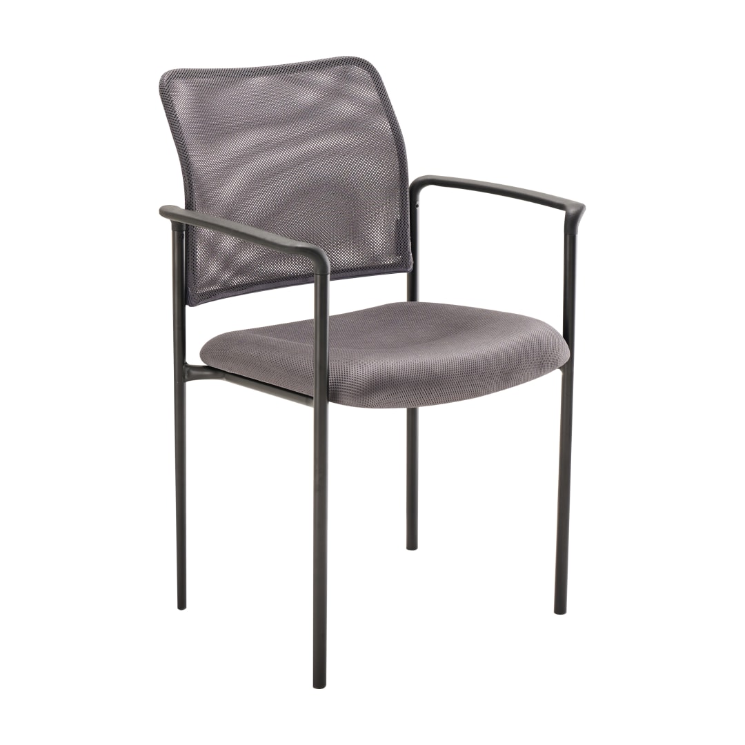Jana Comfort Gray Mesh Stackable Steel Side Chair with Arms