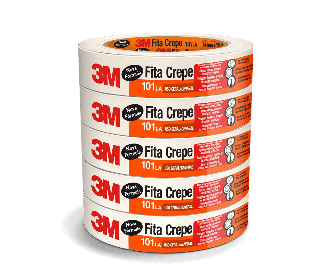 Fita Crepe 3M™ 101LA, Rolo de 24 mm x 50 m