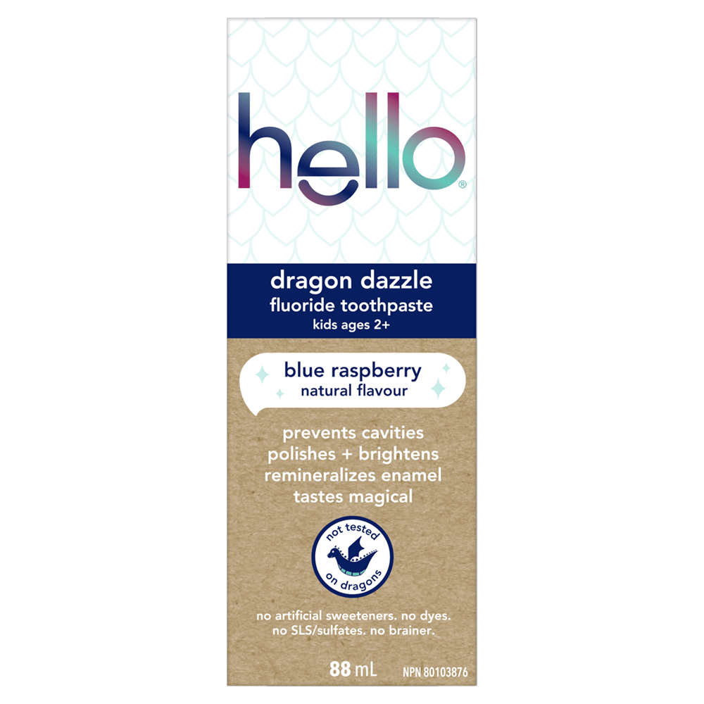 hello Dragon Dazzle Kids Toothpaste with Fluoride, Blue Raspberry Toothpaste, 199 g Tube