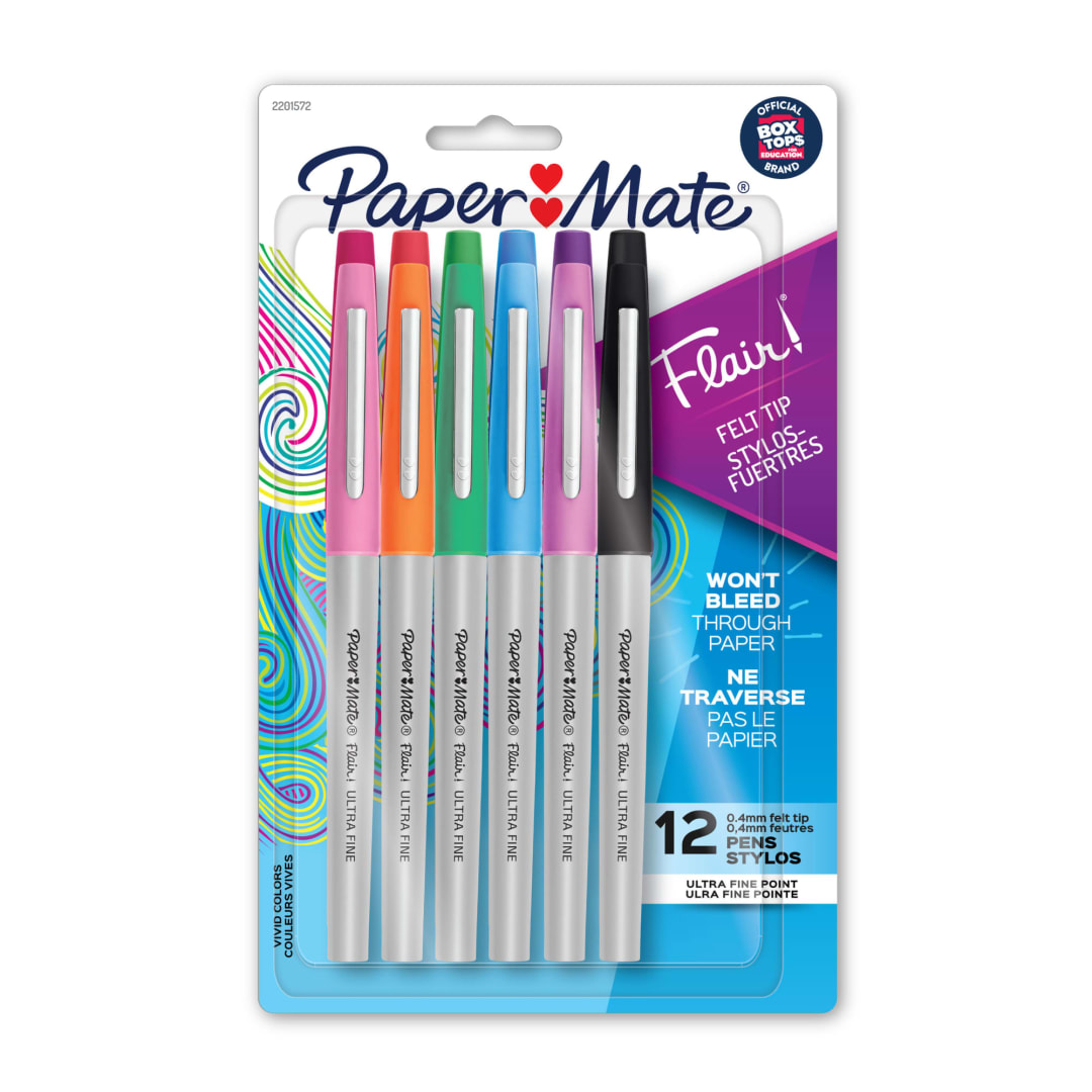 Paper Mate® Flair Felt Tip Pens, Ultra Fine Point, Assorted, 12 Count