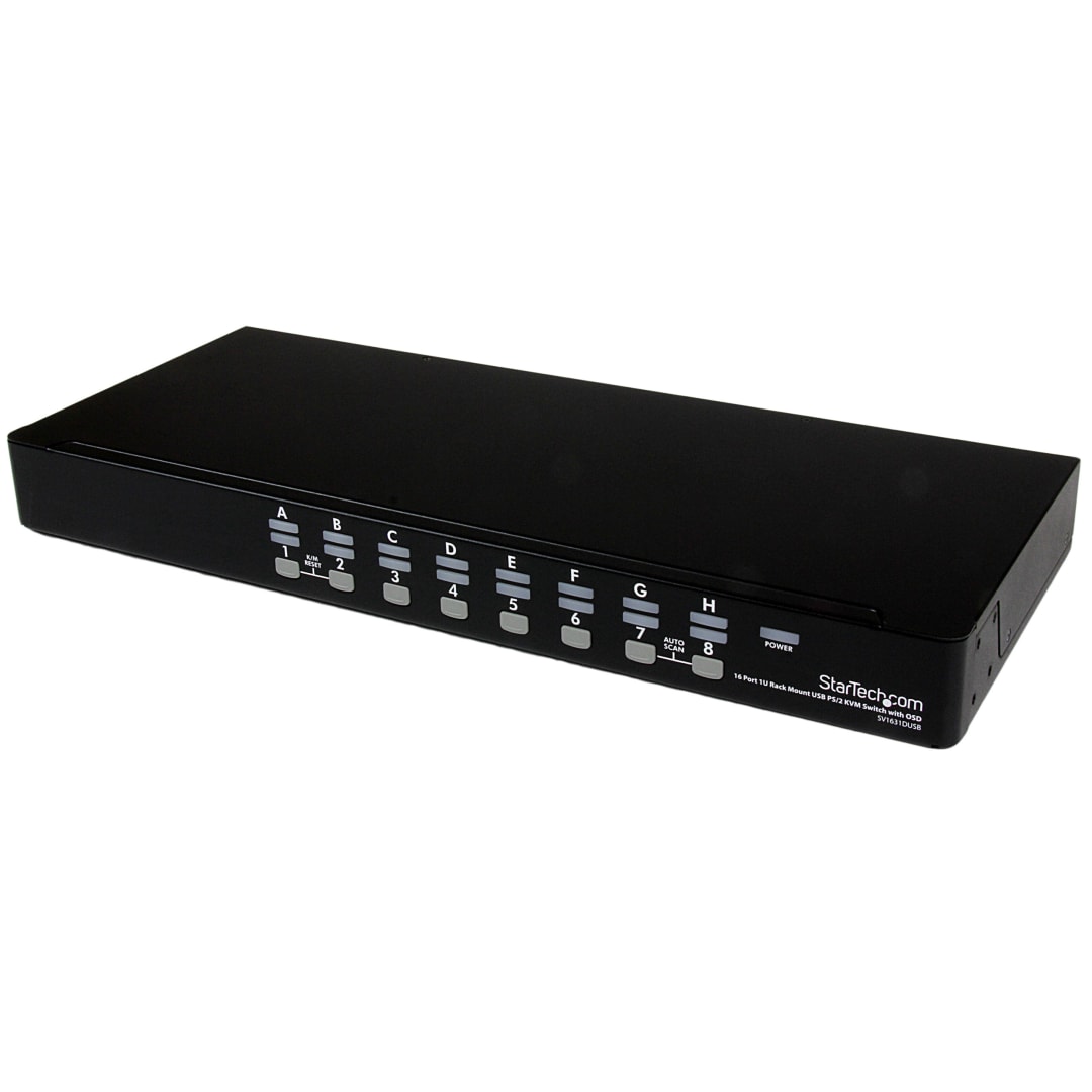 16 Port 1U Rackmount USB PS 2 KVM Switch with OSD