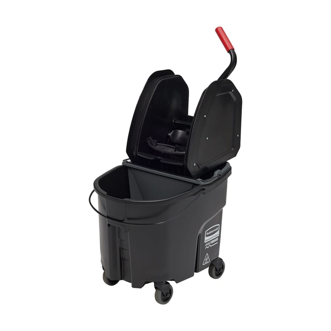 Rubbermaid Commercial Products WaveBrake® 35-Quart Down Press Bucket and Wringer, Black