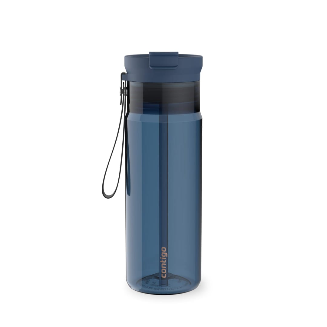 Contigo DualSip 24 oz Leakproof Plastic Water Bottle with Carrying Strap and 2-Way Lid