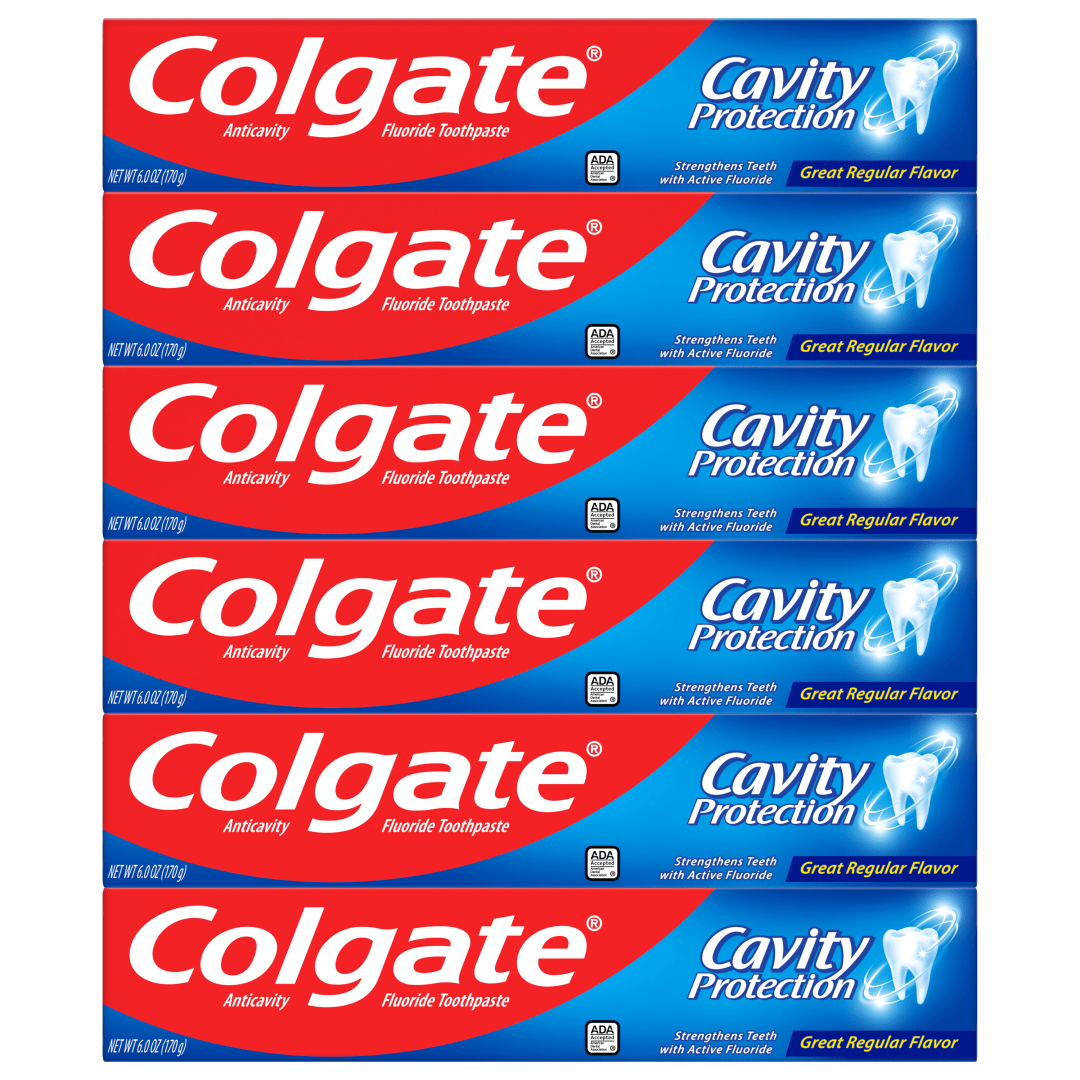 Colgate Cavity Protection Toothpaste with Fluoride, Great Regular Flavor - 6.0 Ounce, 6 Pack