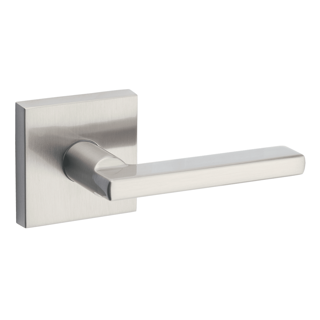 Halifax Hall/Closet UL Door Lever with Square Rose in Satin Nickel
