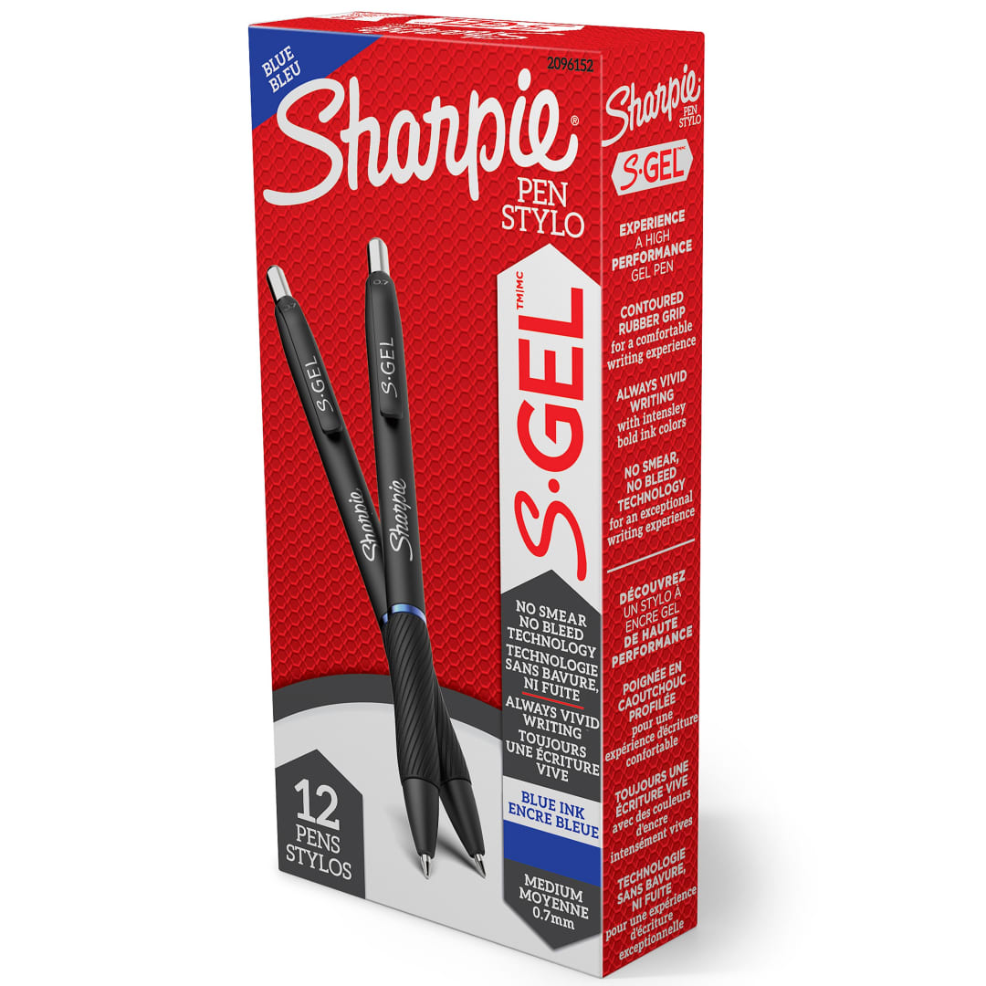 Sharpie® S-Gel, Gel Pens, Medium Point (0.7mm), Blue Ink Gel Pen, 12 Count