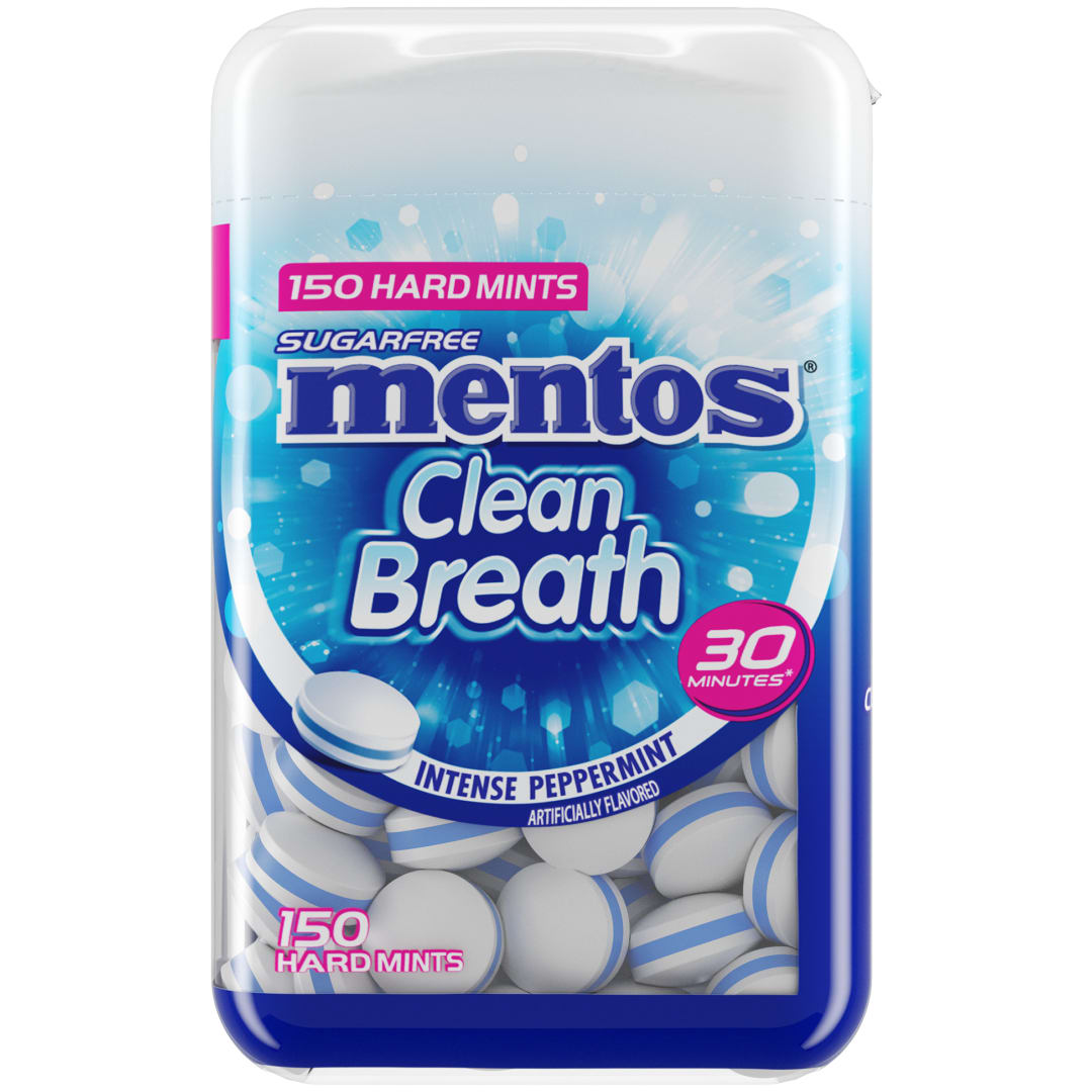 Mentos Clean Breath Hard Mints Intense Peppermint 150 pc Large Bottle