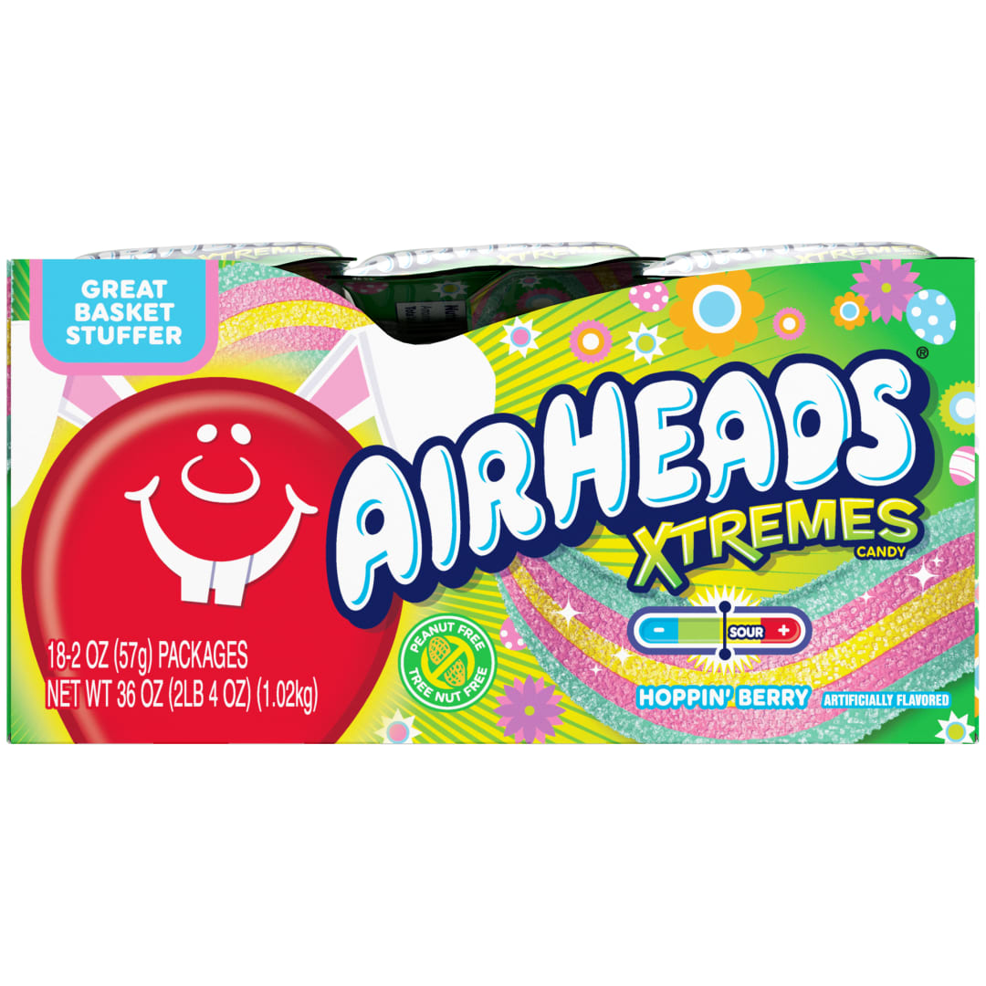 Airheads Xtremes Belts Hoppin Berry 2 oz Easter Theme Trays - 18 Pack