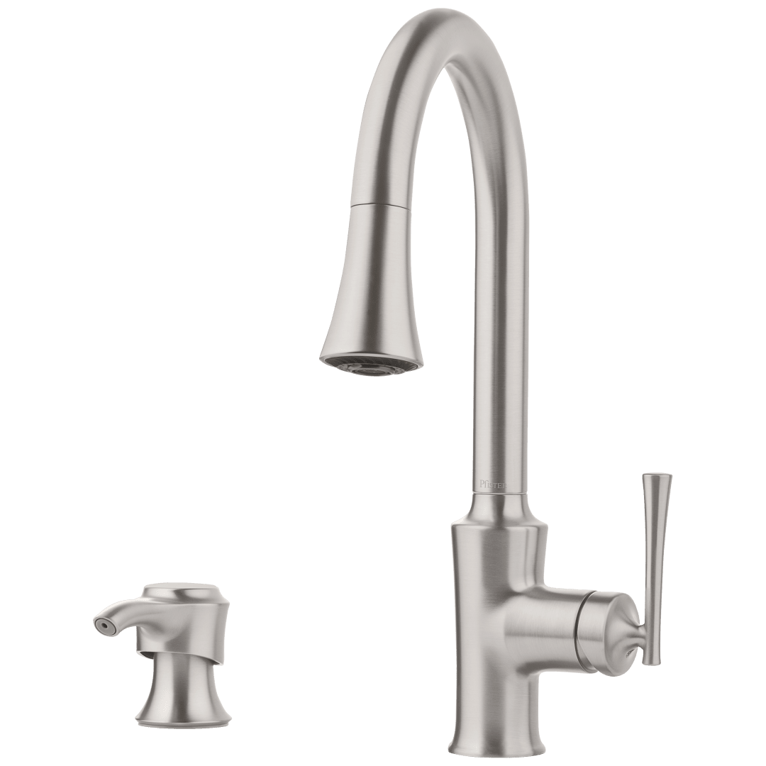 Antrom 1-Handle Pull-Down Kitchen Faucet with Soap Dispenser in Spot Defense Stainless Steel