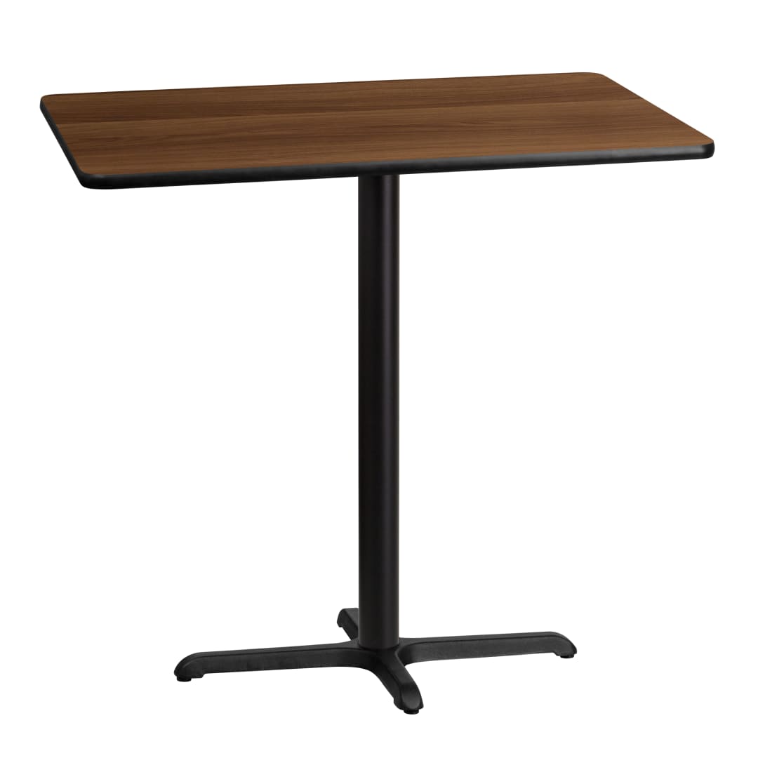 Stiles 30'' x 42'' Rectangular Walnut Laminate Table Top with 23.5'' x 29.5'' Bar Height Table Base