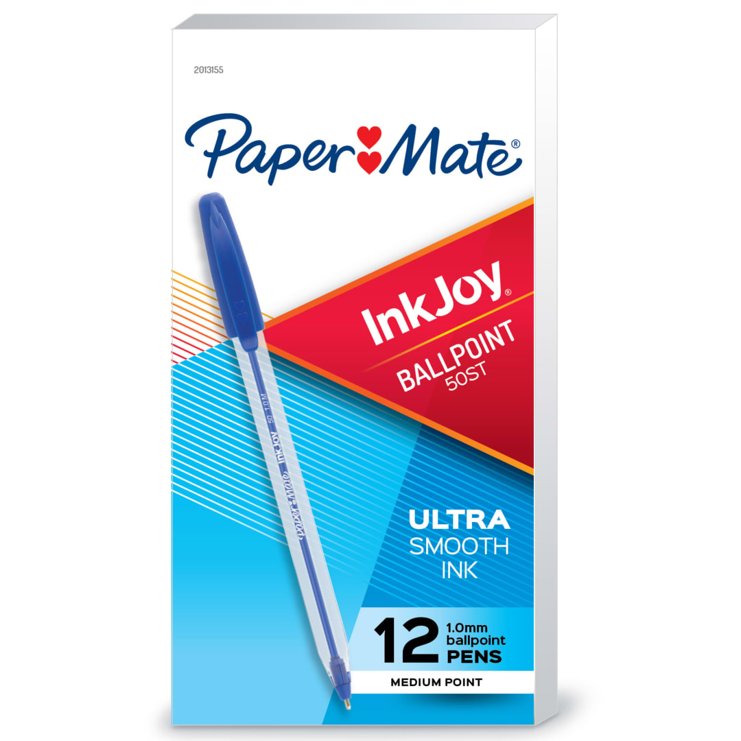 Paper Mate® InkJoy® 50ST Ballpoint Pens, Medium Point (1.0mm), Blue, 12 Count