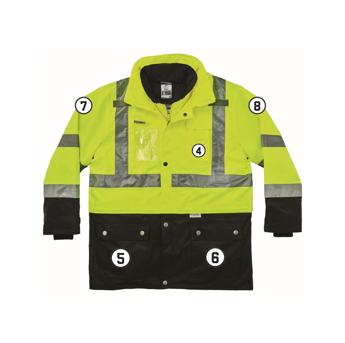 GloWear 8388 4-in-1 Hi-Vis Winter Jacket Parka with Black Bottom - Type R, Class 3/2