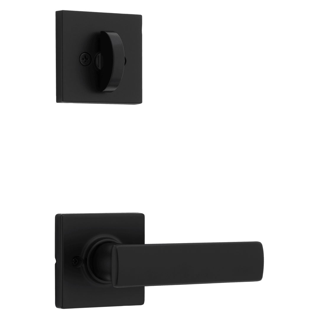 966 Single Cylinder Interior Pack w/ Square Rose Breton Lever Handlesets in Matte Black