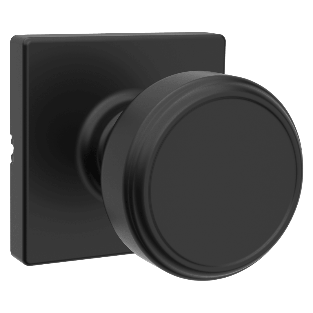 Maven Hall/Closet Knob w/ Square Rose in Matte Black