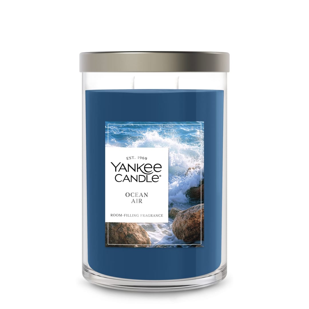 Yankee Candle® Large Tumbler Scented Candle with up to 80 Hour Burn Time, Premium Plant Wax Blend for Consistent Burn, 20 oz Tumbler Candle with Room Filling Fragrance, Ocean Air