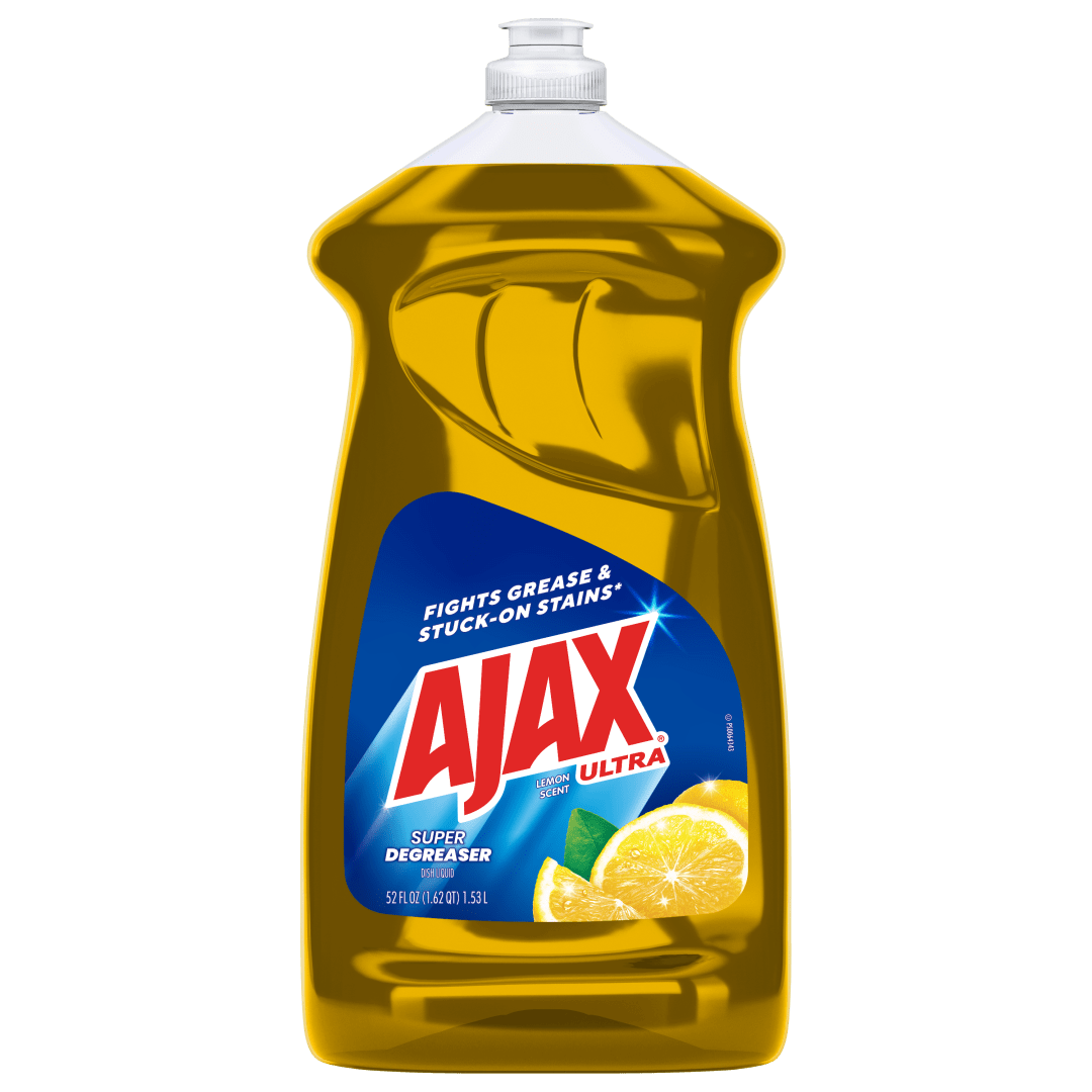 Ajax Ultra Liquid Dish Soap Lemon Scent, Super Degreaser, Mess-Free, Easy-Flip Cap, 52 fl oz Bottle