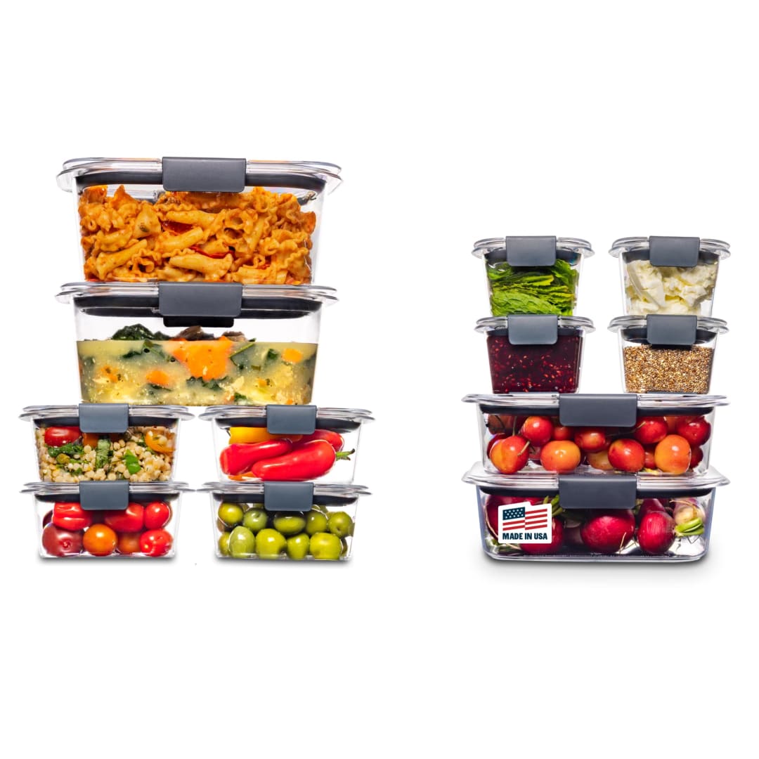 Rubbermaid® Brilliance® Food Storage Containers | 24 Piece Plastic Containers with Lids | BPA Free, Leak Proof Food Container, Clear