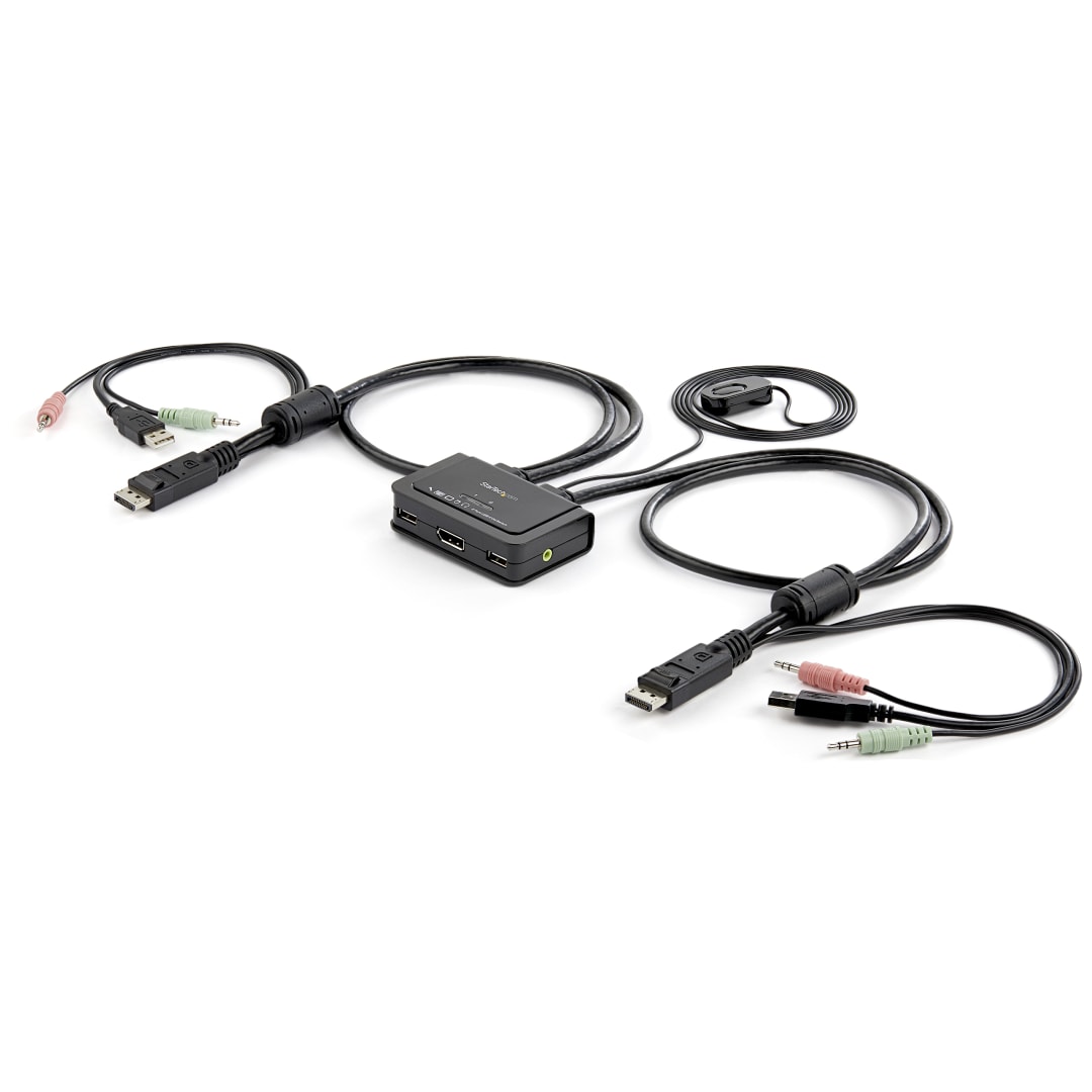 2 Port DisplayPort Cable KVM with USB and Audio
