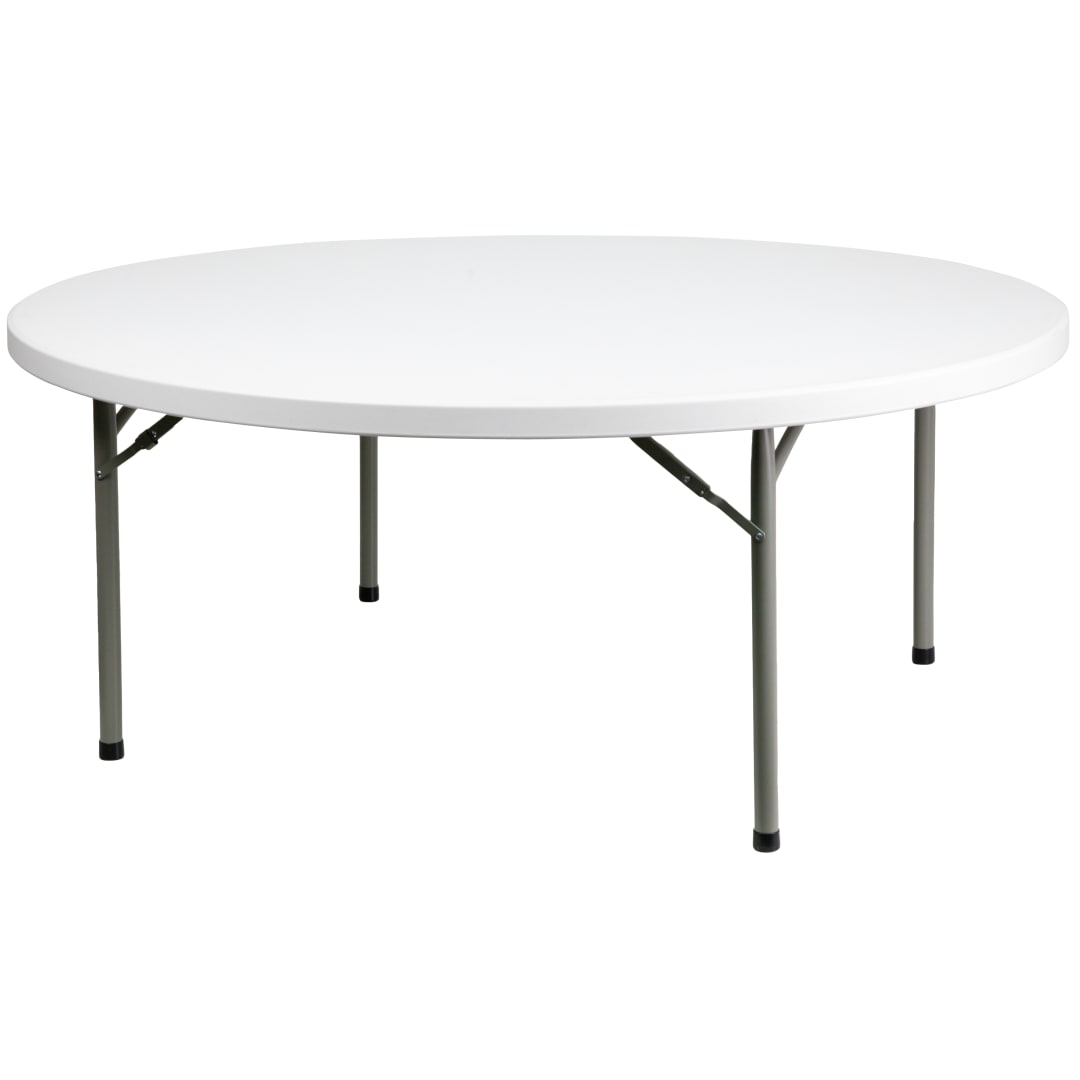 Elon 6-Foot Round Granite White Plastic Folding Table