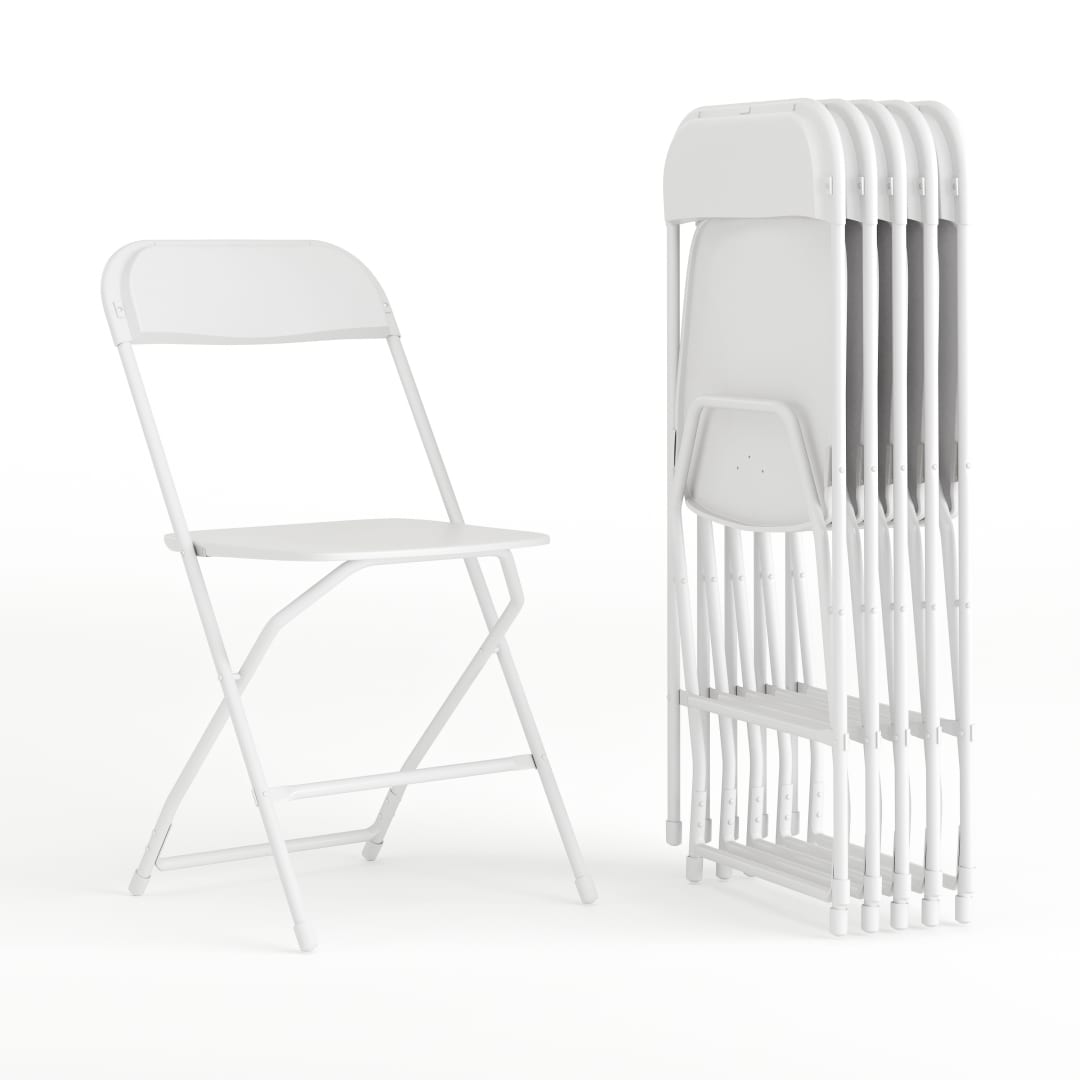 Hercules Series Plastic Folding Chair White - 6 Pack 650LB Weight Capacity Comfortable Event Chair-Lightweight Folding Chair