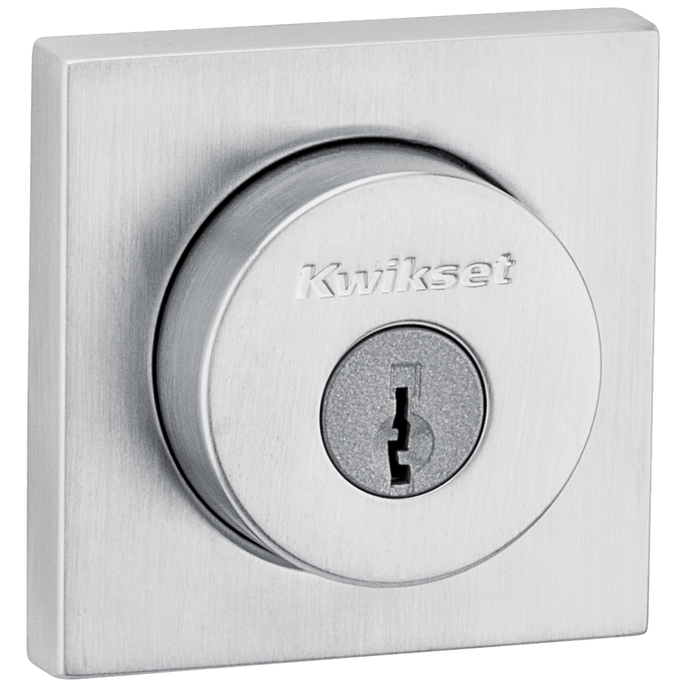158 Square Deadbolt, Keyed One Side, in Satin Chrome