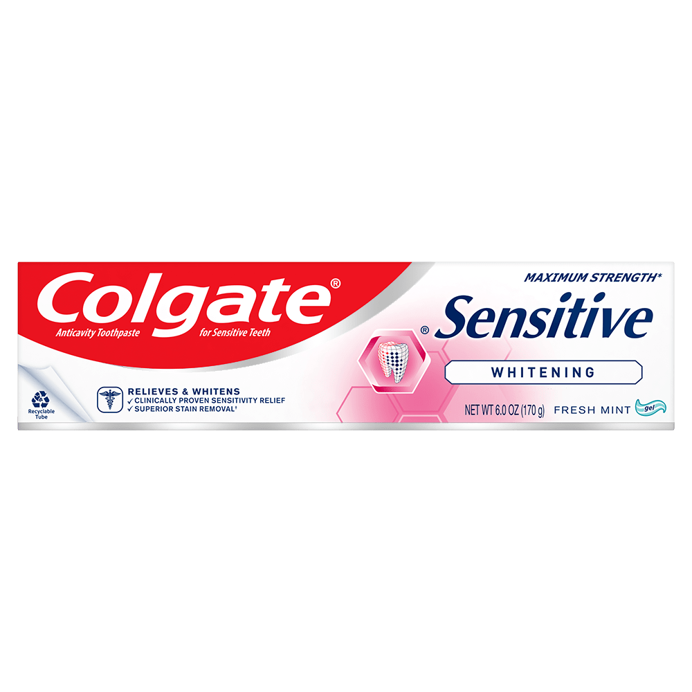 Colgate Sensitive Whitening Toothpaste Gel for Sensitive Teeth, Spearmint, 1 Pack, 6 oz