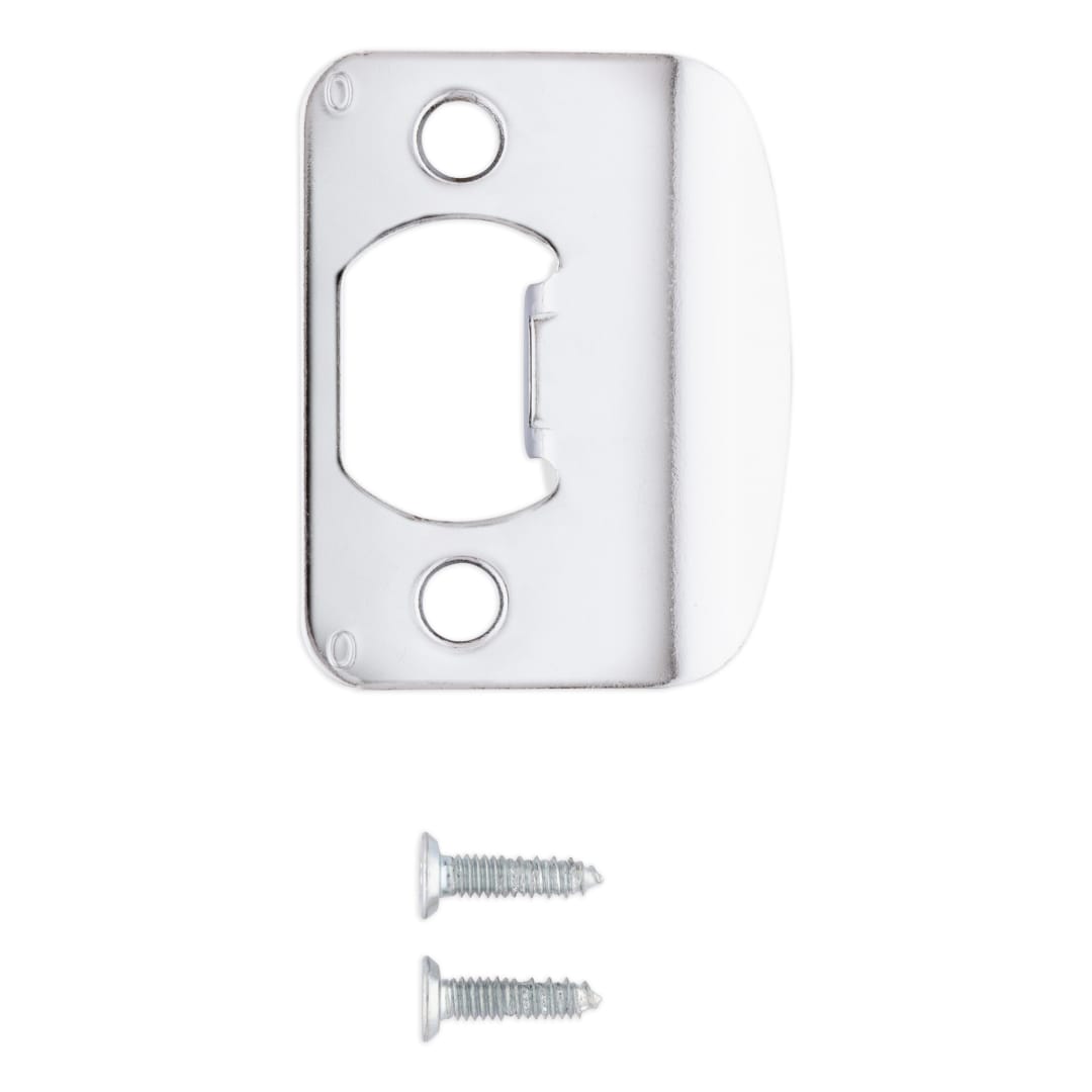 Round Corner Full Lip UL Listed Strike for Knob/Lever in Polished Chrome or Satin Chrome Finish