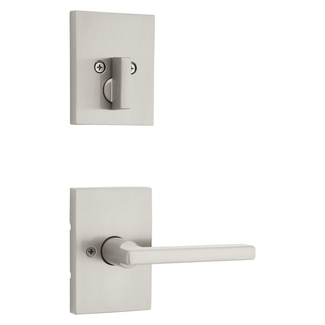 Halifax 971 Single Cylinder Interior Pack Lever with Rectangular Rose in Satin Nickel