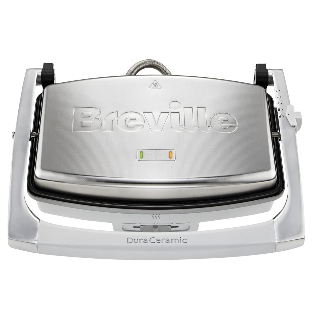 Breville Plancha para sándwiches/paninis DuraCeramic | Sandwichera Café-Style de 2 rebanadas | Acero inoxidable [VST071X]