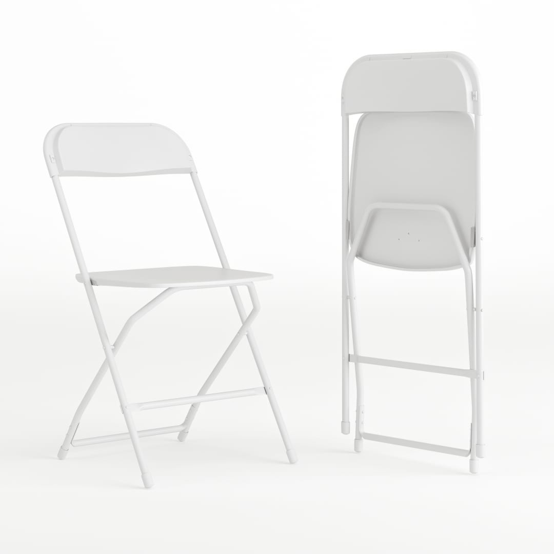 Hercules Series Plastic Folding Chair White - 2 Pack 650LB Weight Capacity Comfortable Event Chair-Lightweight Folding Chair