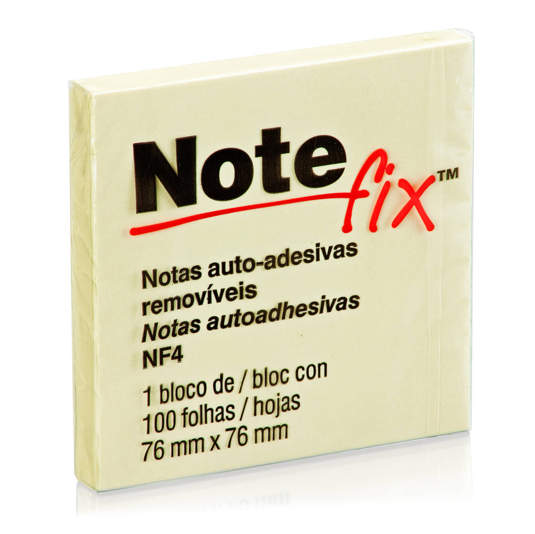 Bloco Adesivo Notefix™, Amarelo, 76mm x 76mm, 1 Bloco/ 100 folhas
