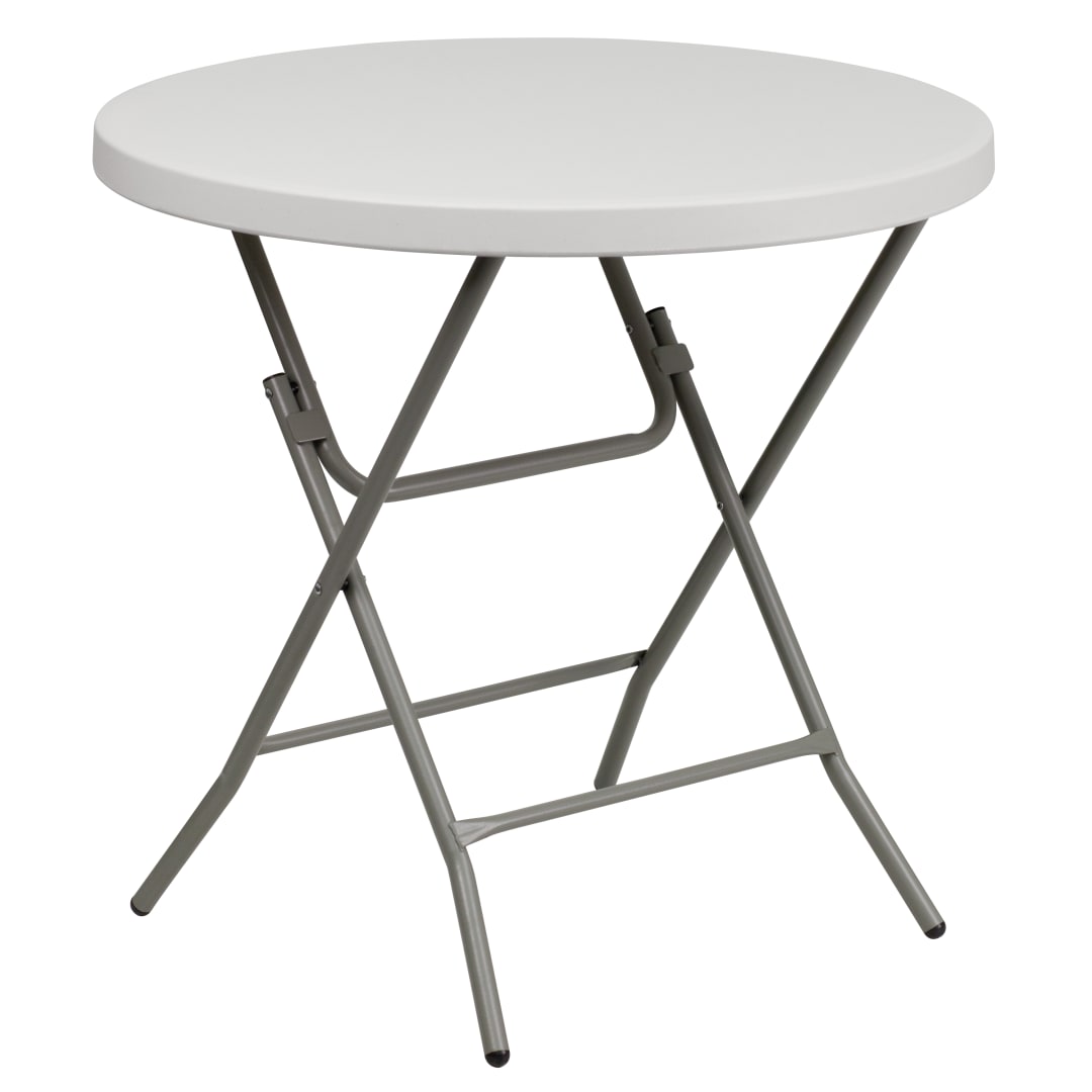 Kathryn 2.63-Foot Round Granite White Plastic Folding Table