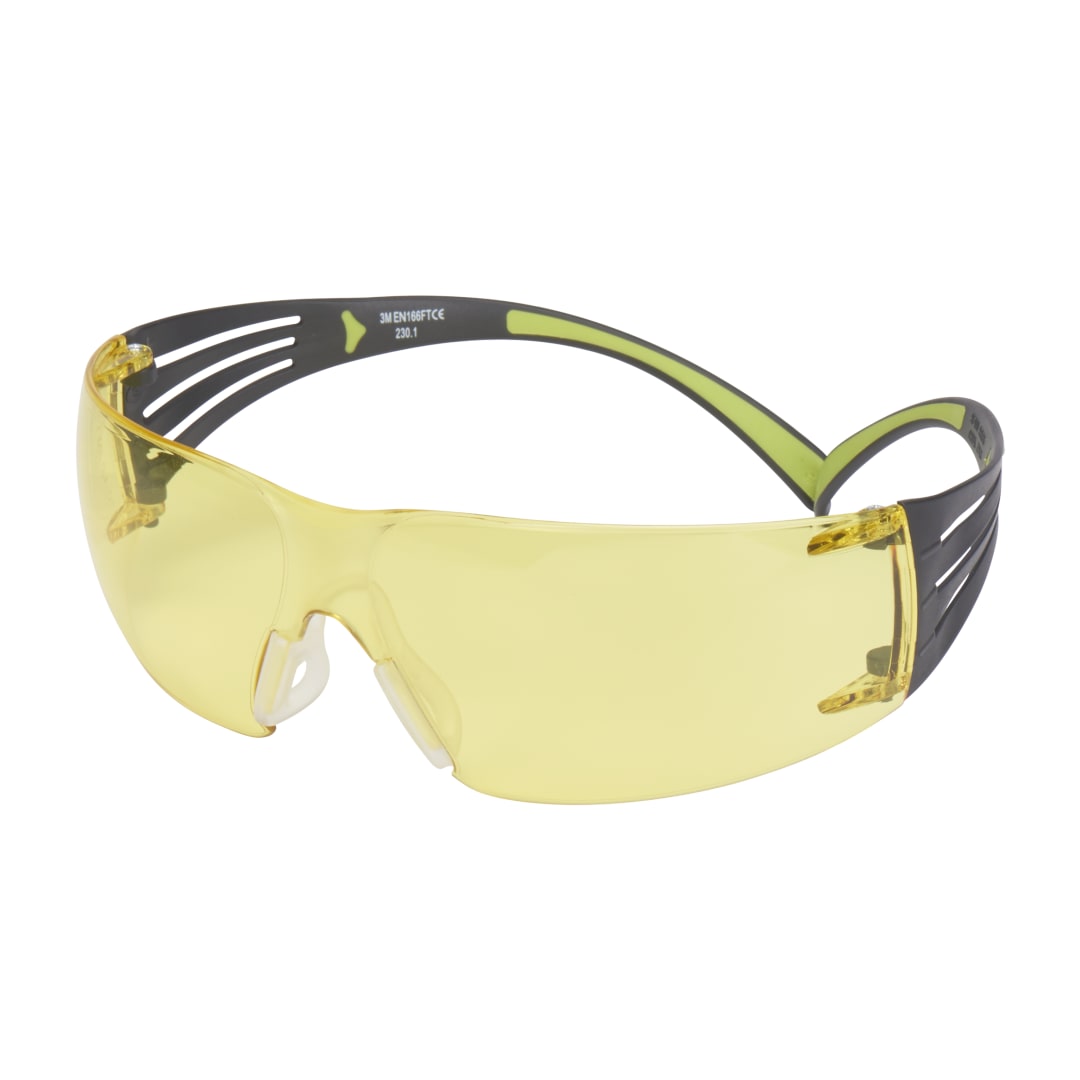 3M™ SecureFit™ 400 İş Güvenliği Gözlükleri, Siyah/Yeşil çerçeve, Çizilmeye Dayanıklı / Buğu Önleyici, Kehribar Lens, SF403AS/AF-EU