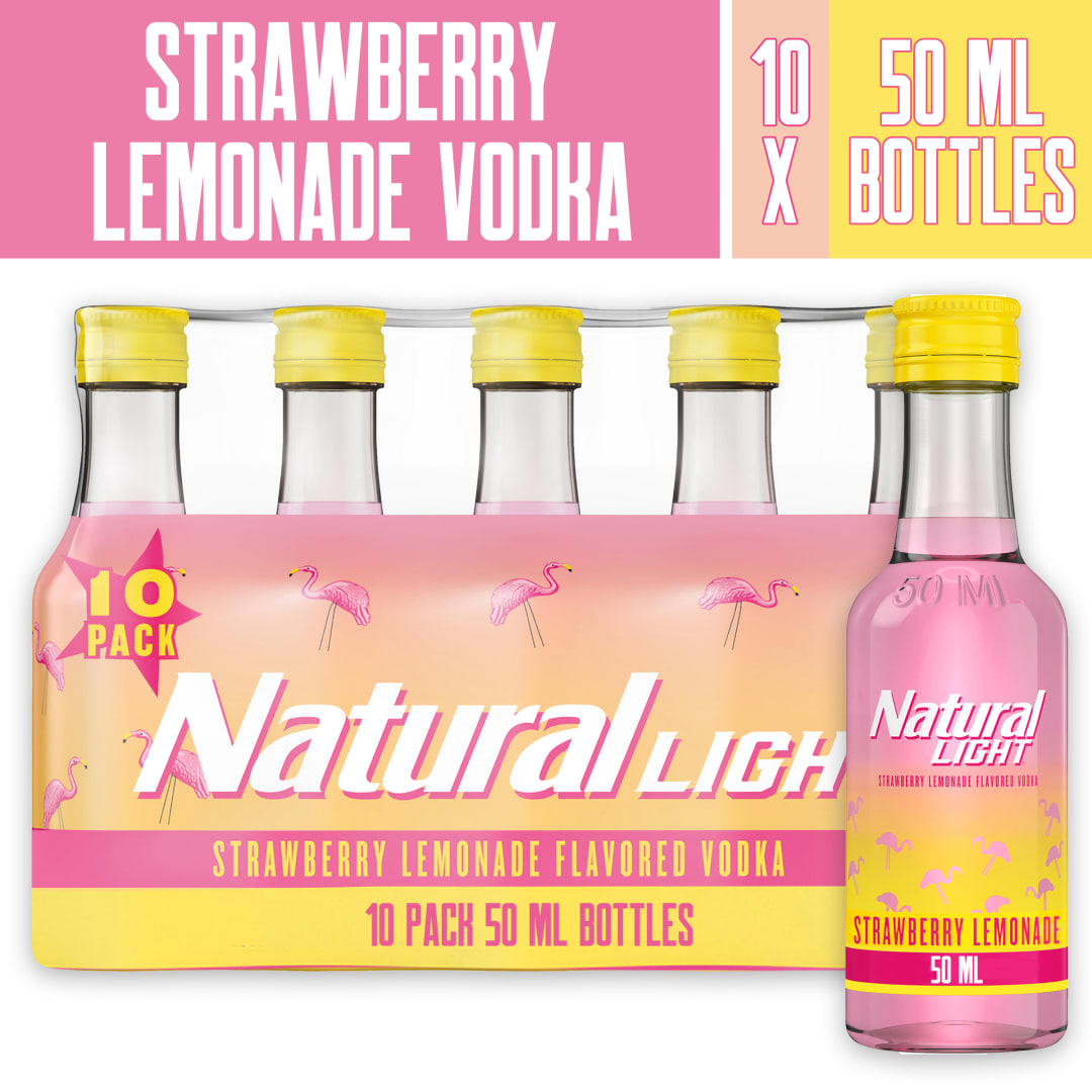 Natural Light Vodka Strawberry Lemonade 50ml 10 Pack Bottles
