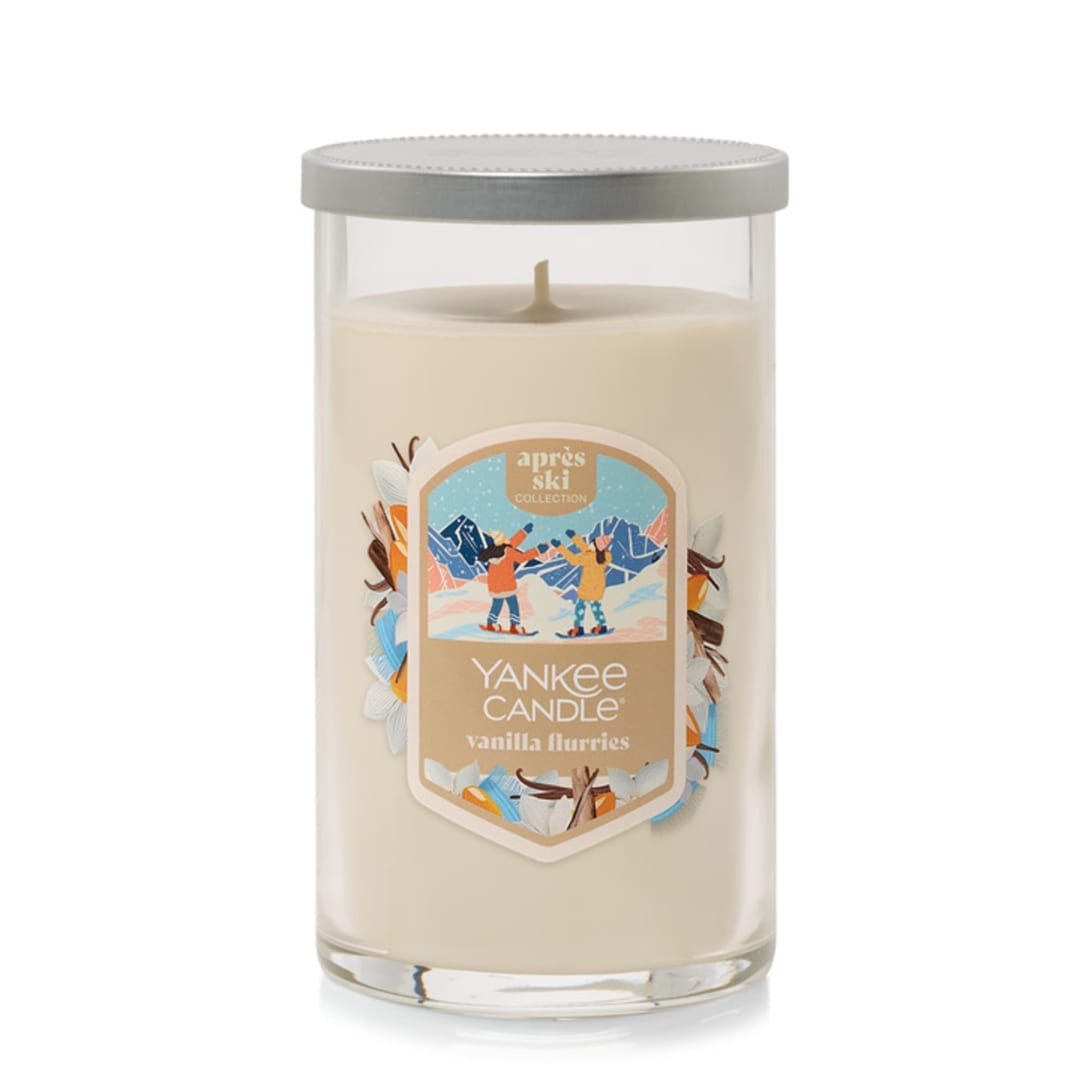 Yankee Candle Vanilla Flurries Medium Pillar Scented Candles, 14.25 oz
